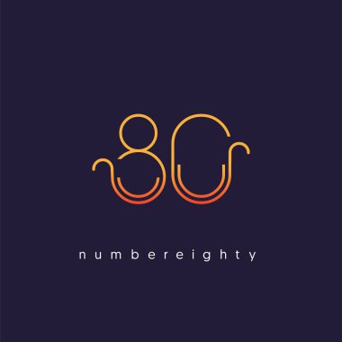 Modern 80 dijital numara logo simge, geometrik kurumsal kimlik, vektör çizim