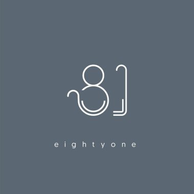 Modern 81 dijital numara logo simge, geometrik kurumsal kimlik, vektör çizim