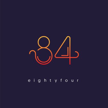 Modern 84 dijital numara logo simge, geometrik kurumsal kimlik, vektör çizim
