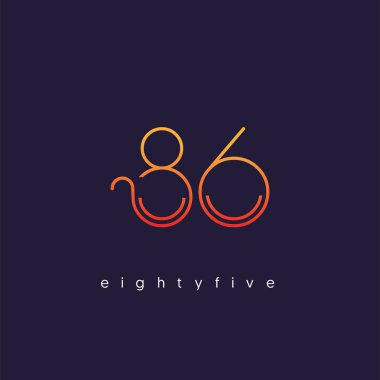 Modern 86 dijital numara logo simge, geometrik kurumsal kimlik, vektör çizim