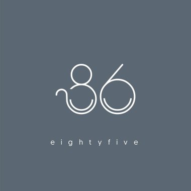 Modern 86 dijital numara logo simge, geometrik kurumsal kimlik, vektör çizim