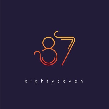 Modern 87 dijital numara logo simge, geometrik kurumsal kimlik, vektör çizim
