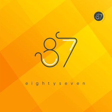 Modern 87 dijital numara logo simge, geometrik kurumsal kimlik, vektör çizim