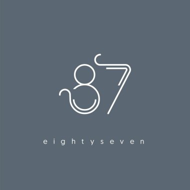 Modern 87 dijital numara logo simge, geometrik kurumsal kimlik, vektör çizim