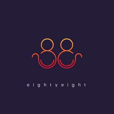 Modern 88 dijital numara logo simge, geometrik kurumsal kimlik, vektör çizim