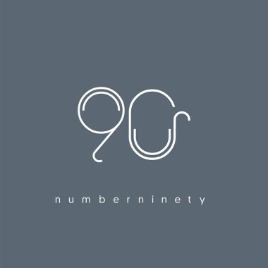 Modern 90 dijital numara logo simge, geometrik kurumsal kimlik, vektör çizim