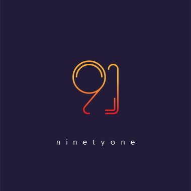 Modern 91 dijital numara logo simge, geometrik kurumsal kimlik, vektör çizim
