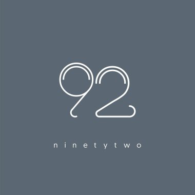 Modern 92 dijital numara logo simge, geometrik kurumsal kimlik, vektör çizim