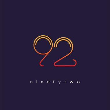 Modern 92 dijital numara logo simge, geometrik kurumsal kimlik, vektör çizim