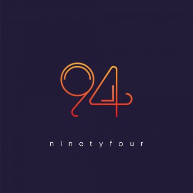 Modern 94 dijital numara logo simge, geometrik kurumsal kimlik, vektör çizim