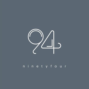 Modern 94 dijital numara logo simge, geometrik kurumsal kimlik, vektör çizim