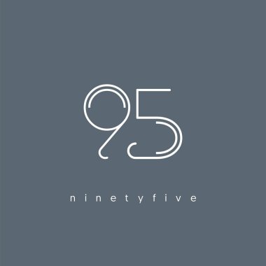 Modern 95 dijital numara logo simge, geometrik kurumsal kimlik, vektör çizim
