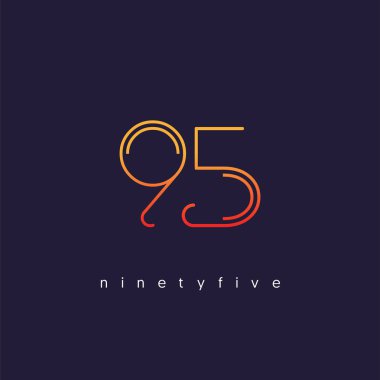 Modern 95 dijital numara logo simge, geometrik kurumsal kimlik, vektör çizim