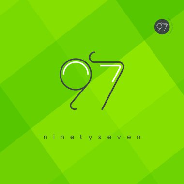 Modern 97 dijital numara logo simge, geometrik kurumsal kimlik, vektör çizim