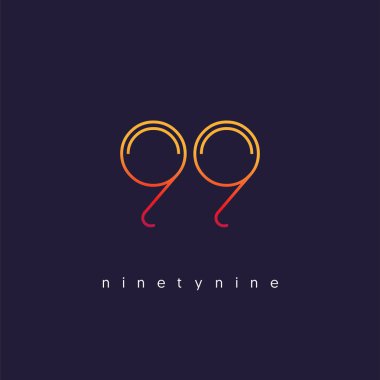 Modern 99 dijital numara logo simge, geometrik kurumsal kimlik, vektör çizim