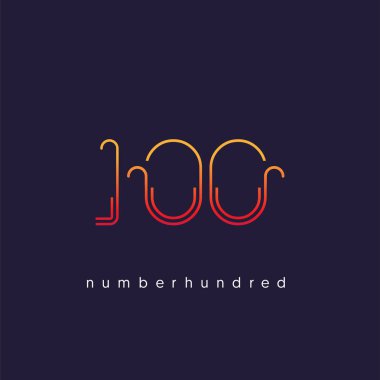 Modern 100 dijital numara logo simge, geometrik kurumsal kimlik, vektör çizim