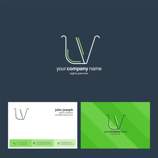 Linea logo comune Lv — Vettoriale Stock