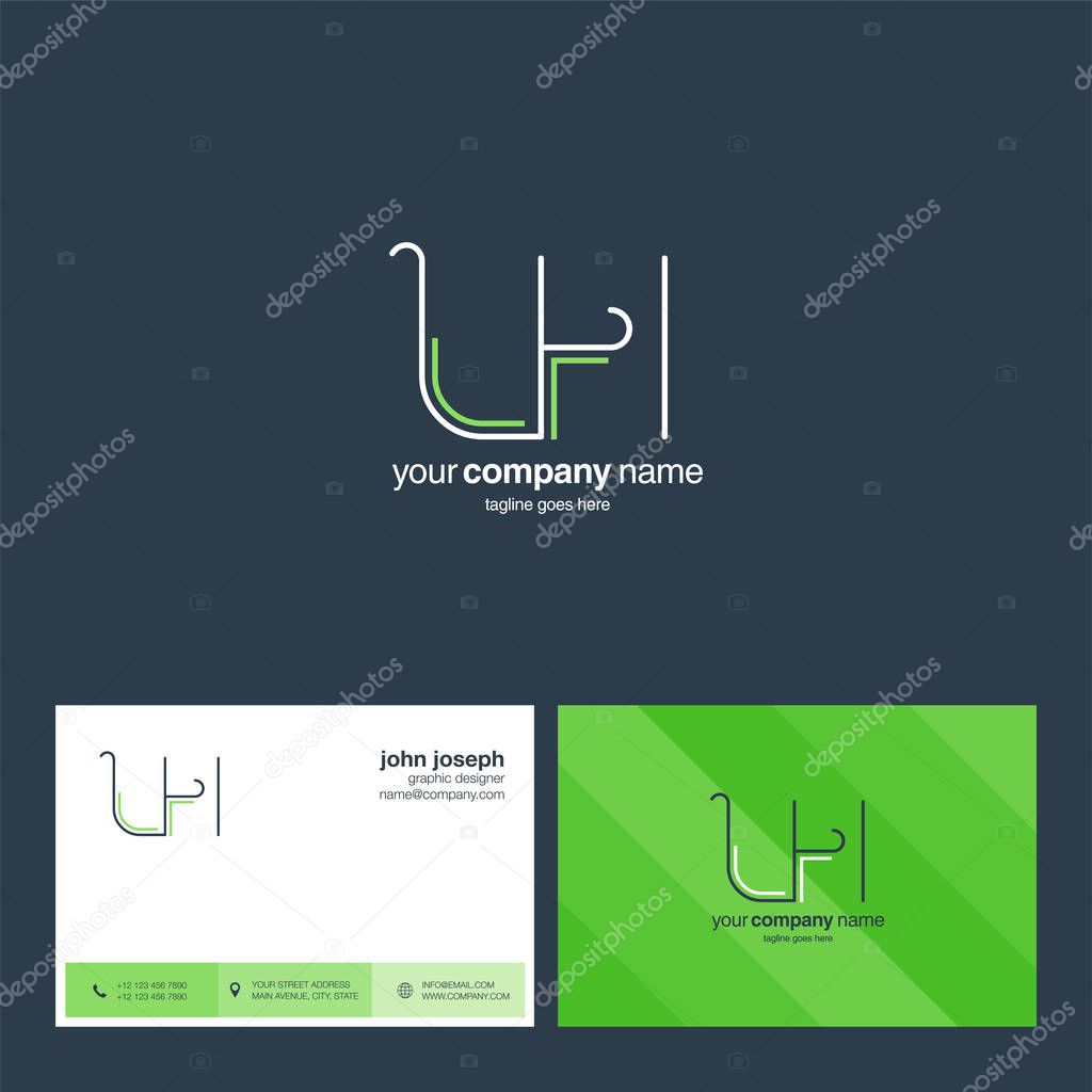 Line logo joint  lh  for business card template, vector illustration