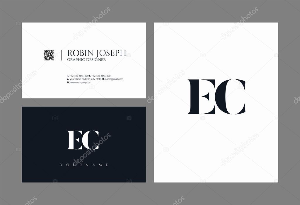 Joint EC Letters Logo, Business Card Template, Vector