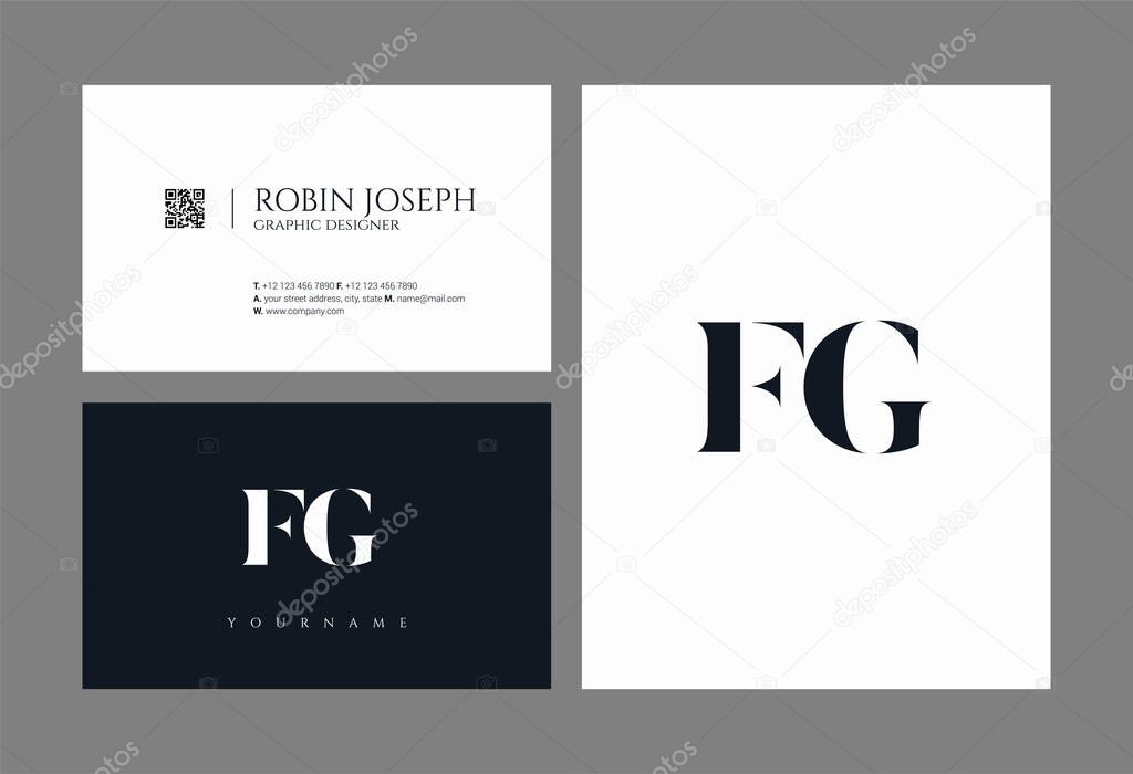 Joint FG Letters Logo, Business Card Template, Vector