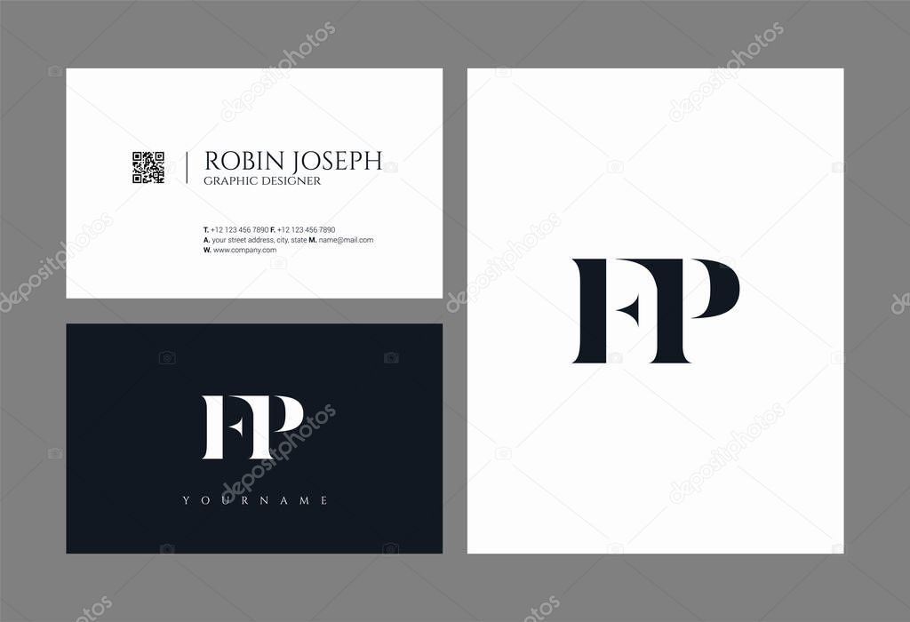 Joint FP Letters Logo, Business Card Template, Vector
