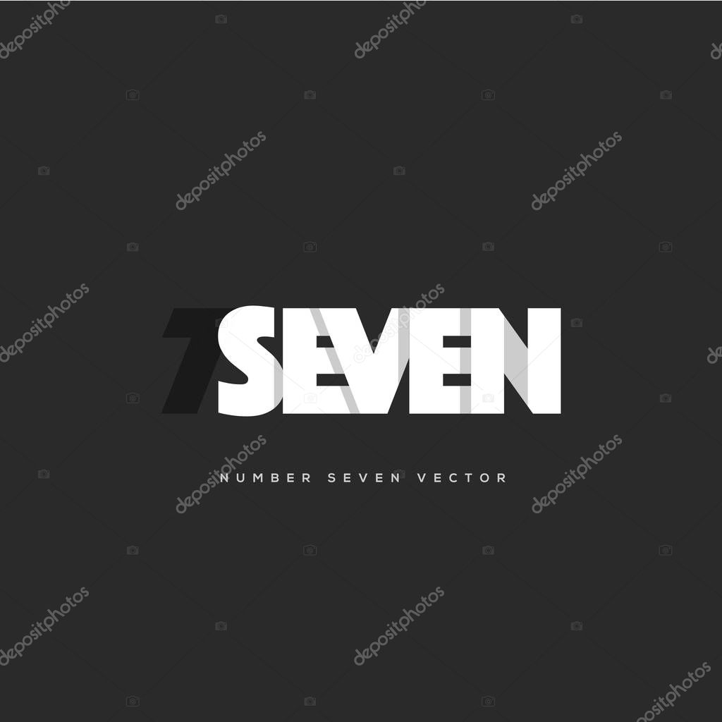 Digit 7 number logo icon, geometrical corporate identity, vector illustration