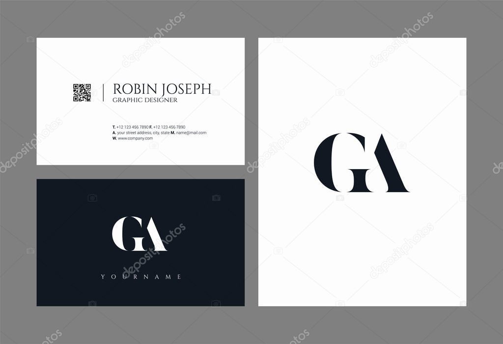 Joint GA Letters Logo, Business Card Template, Vector