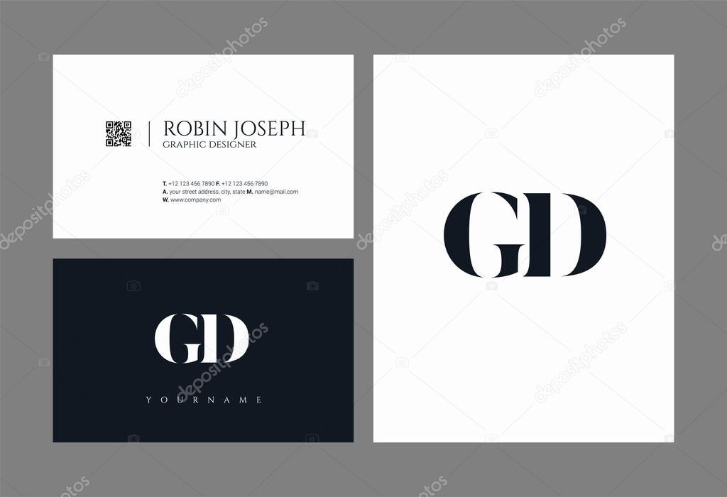 Joint GD Letters Logo, Business Card Template, Vector