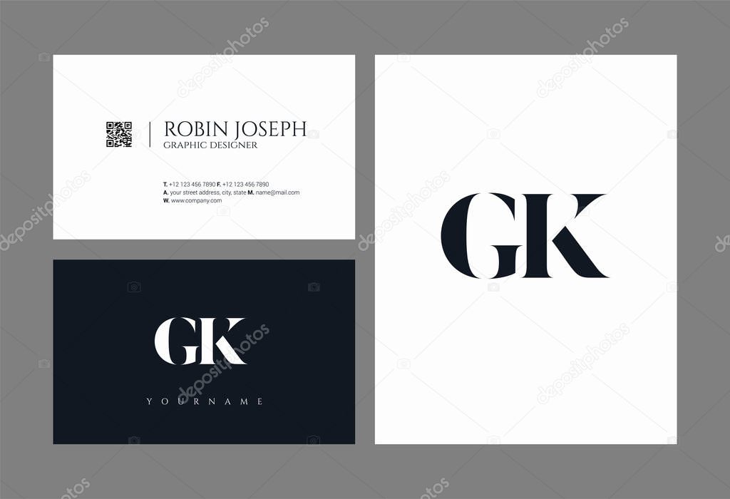 Joint GK Letters Logo, Business Card Template, Vector