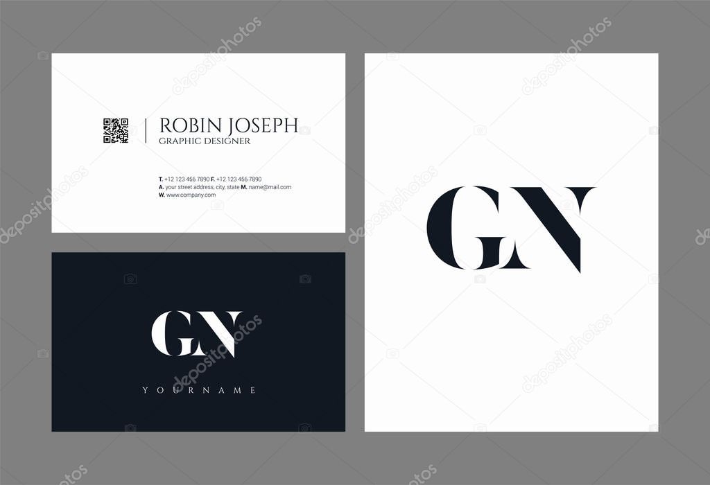 Joint GN Letters Logo, Business Card Template, Vector