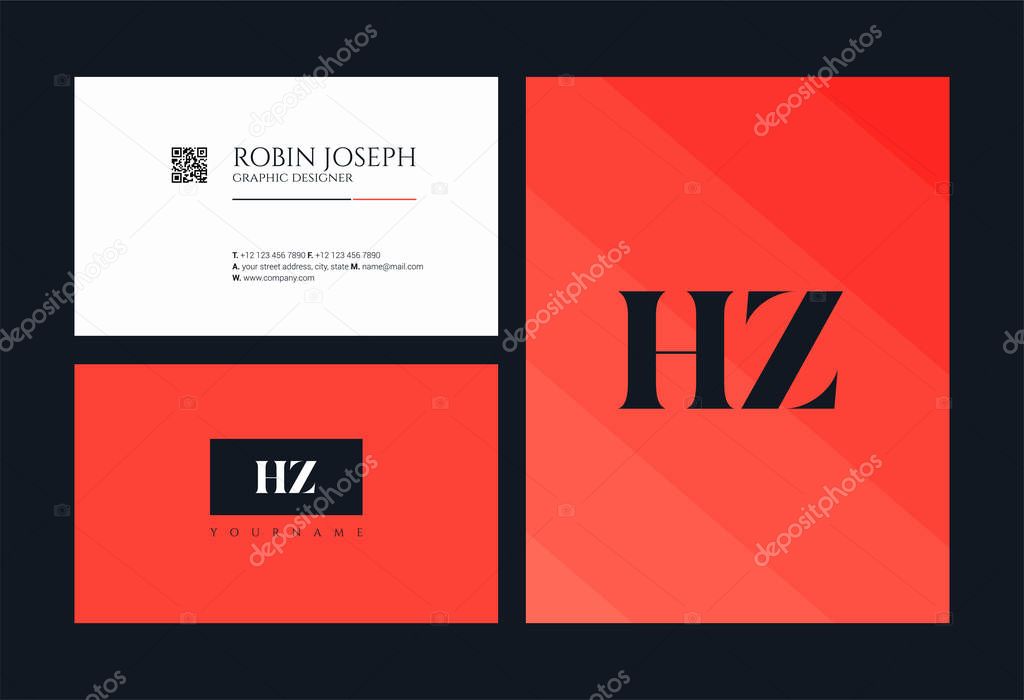 Line logo joint HZ for business card template, vector illustration