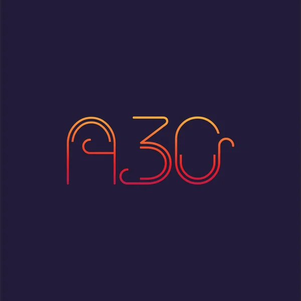 Brief Met Cijfers Logo A30 Sjabloon Voor Business Card — Stockvector