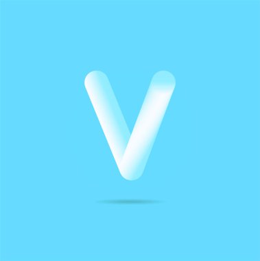 Mavi zemin üzerine harf V