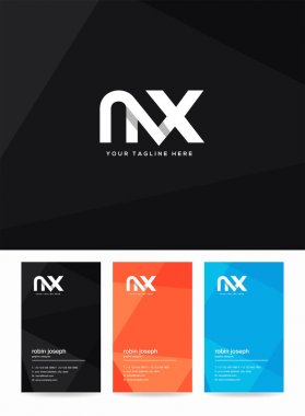 Letters logo Nx, template for business card  clipart