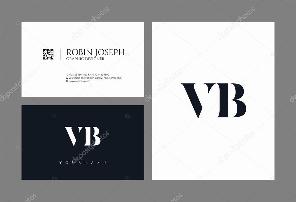 Letters logo Vb, template for business card 