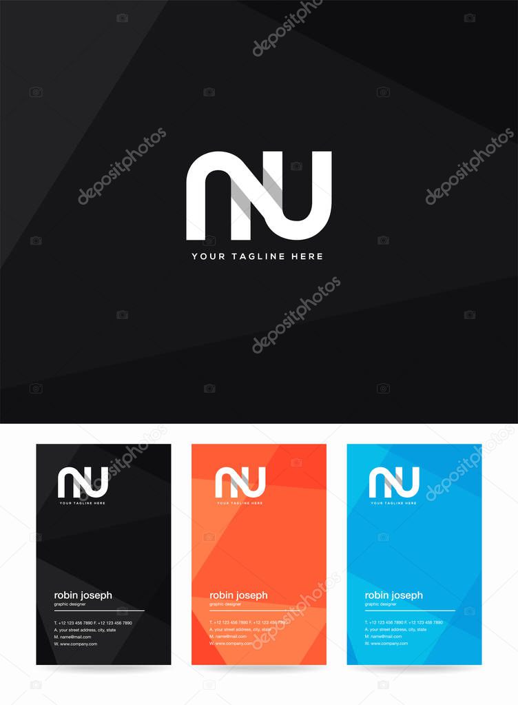 Letters logo Nu, template for business card