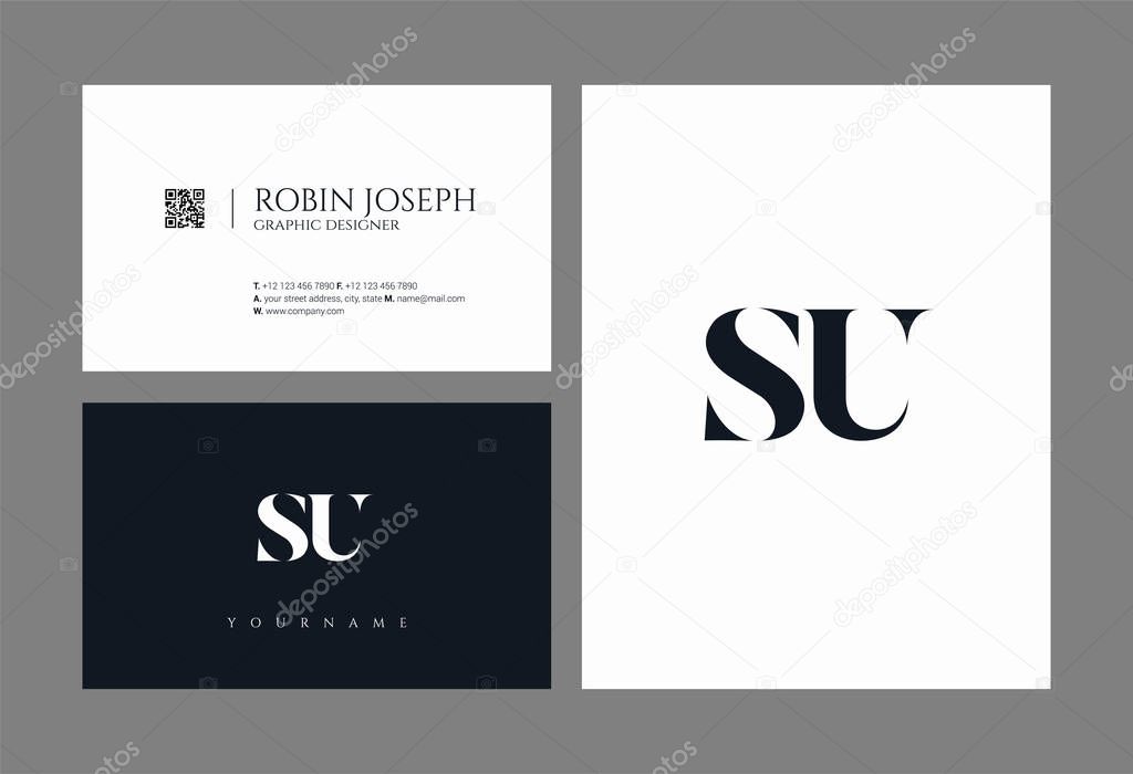 Letters logo Su, template for business card 