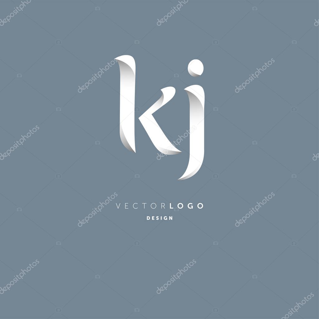 Letters logo Kj, template for business card