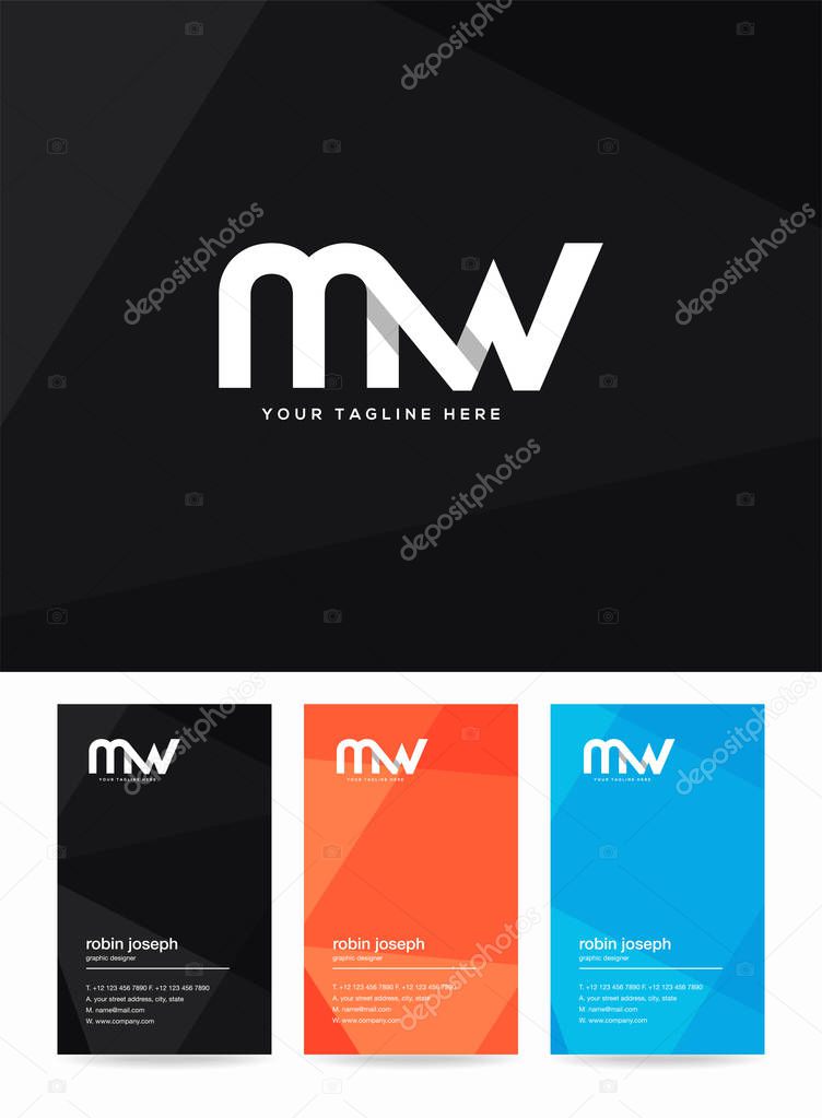 Letters logo Mw, template for business card