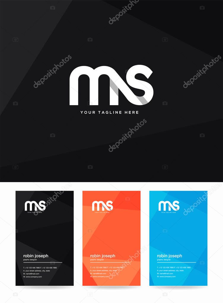 Letters logo Ms, template for business card 