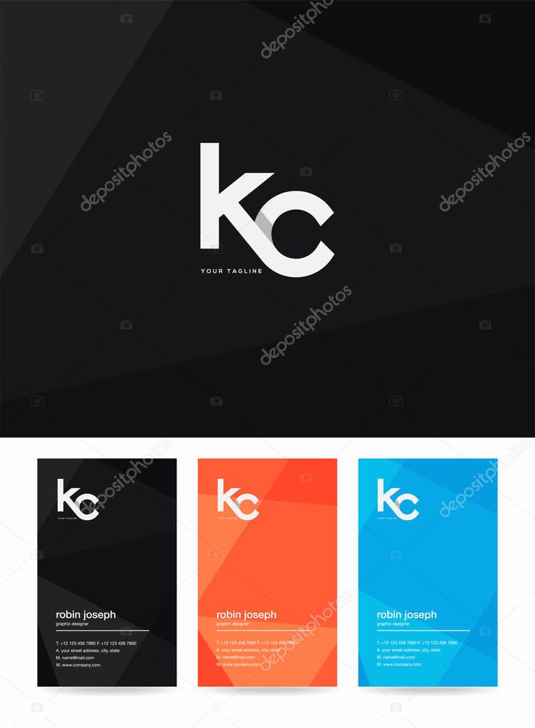 Letters logo Kc, template for business card