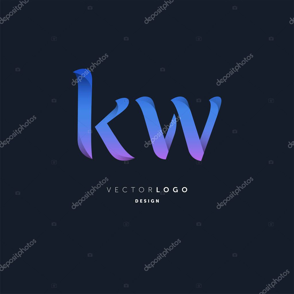 Letters logo Kw, template for business card
