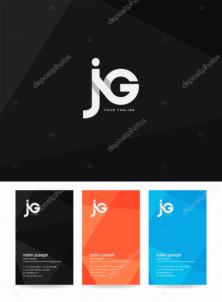 Letters logo Jg, template for business card 