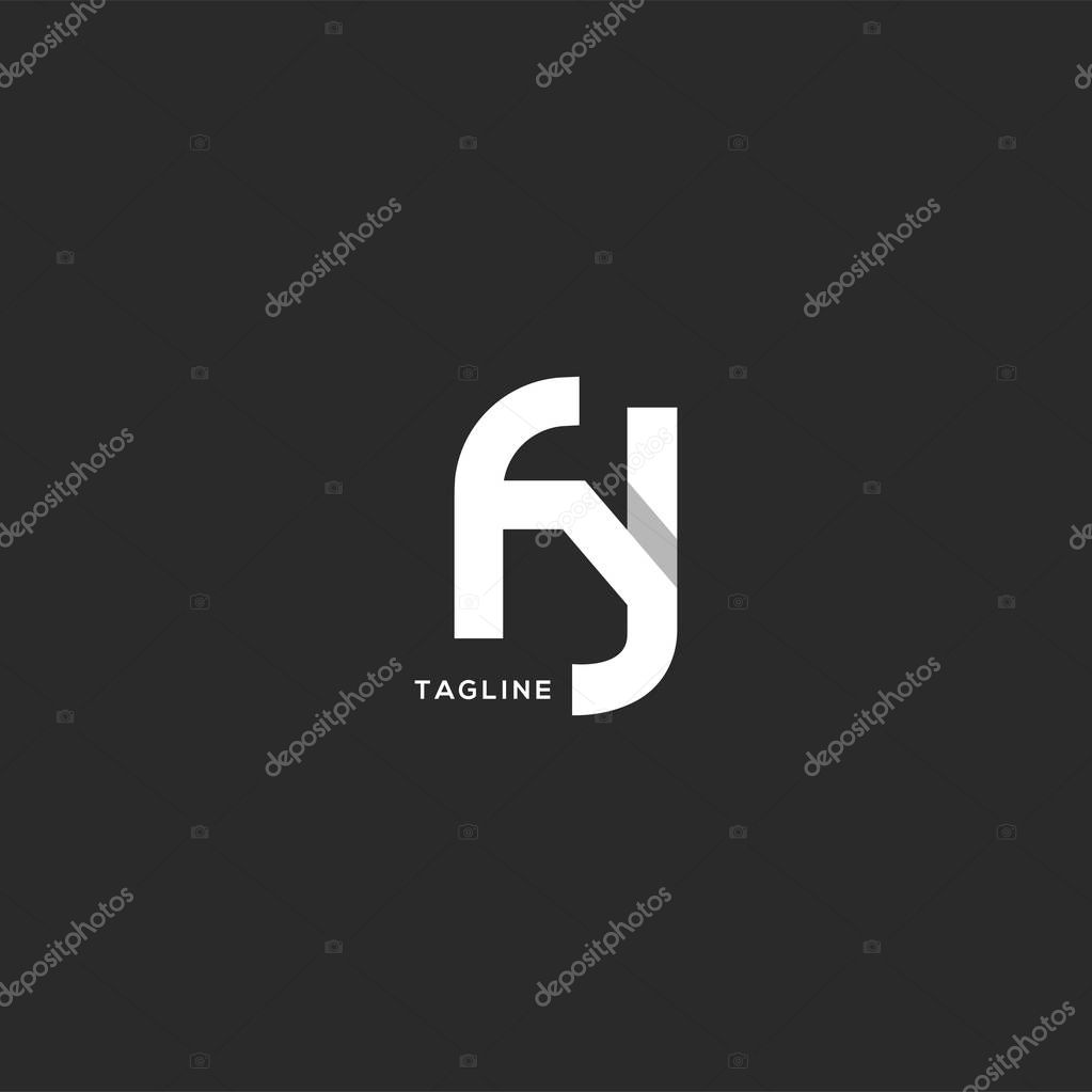 Letters logo Fj, template for business card