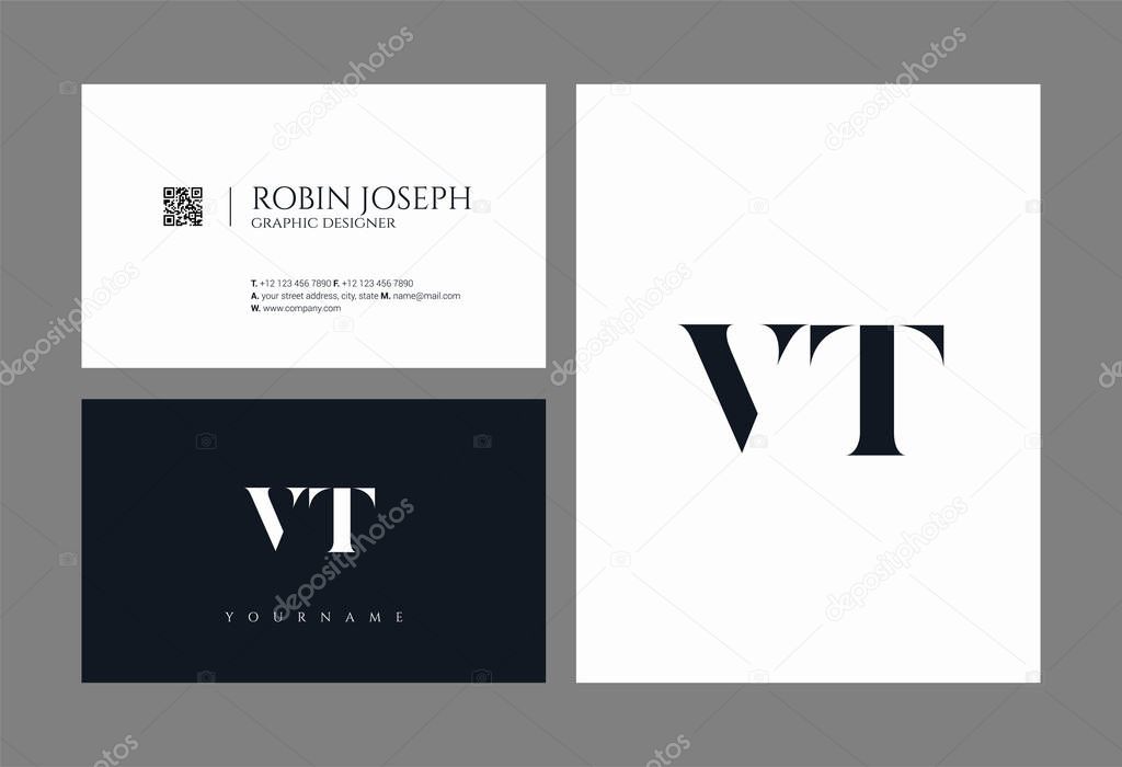 Letters logo Vt, template for business card 