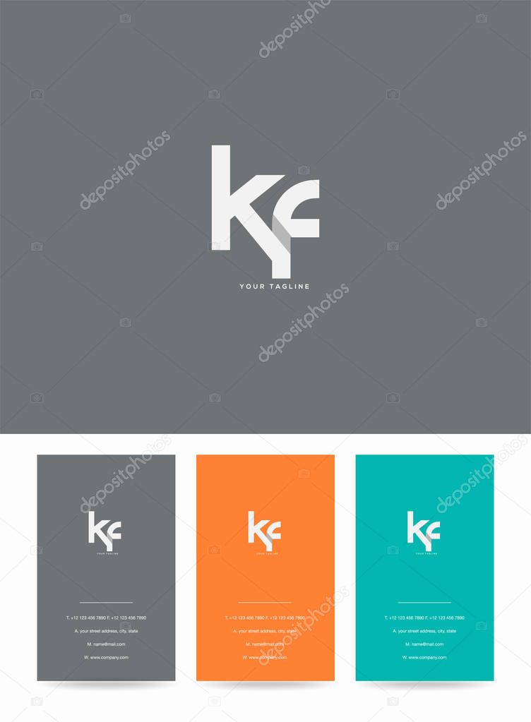 Letters logo Kf, template for business card