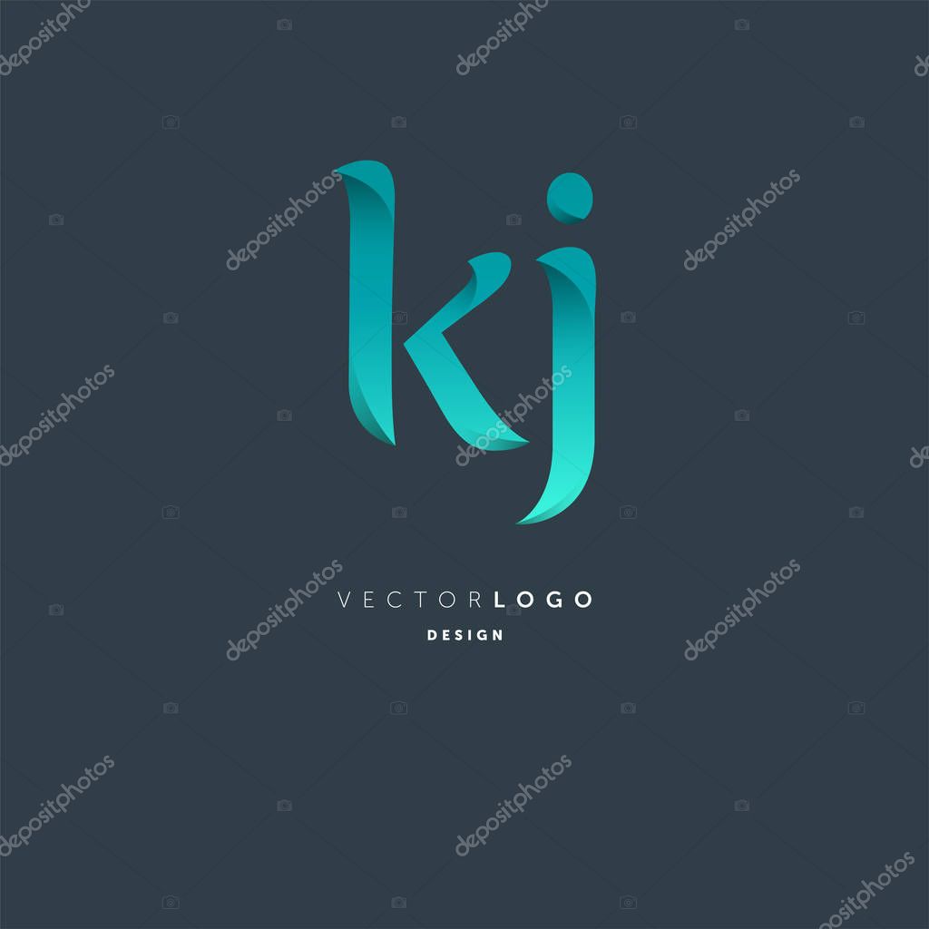 Letters logo Kj, template for business card