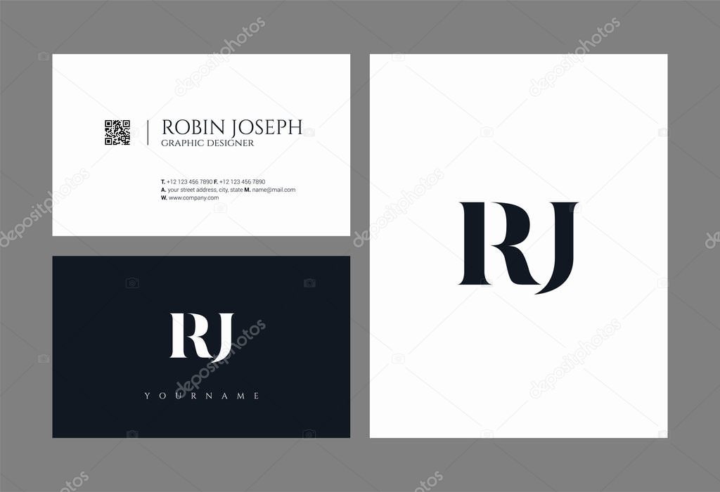Letters logo Rj, template for business card 