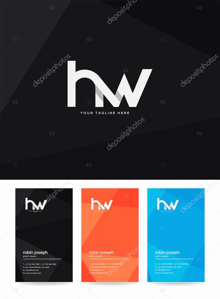 Letters logo hw, template for business card 