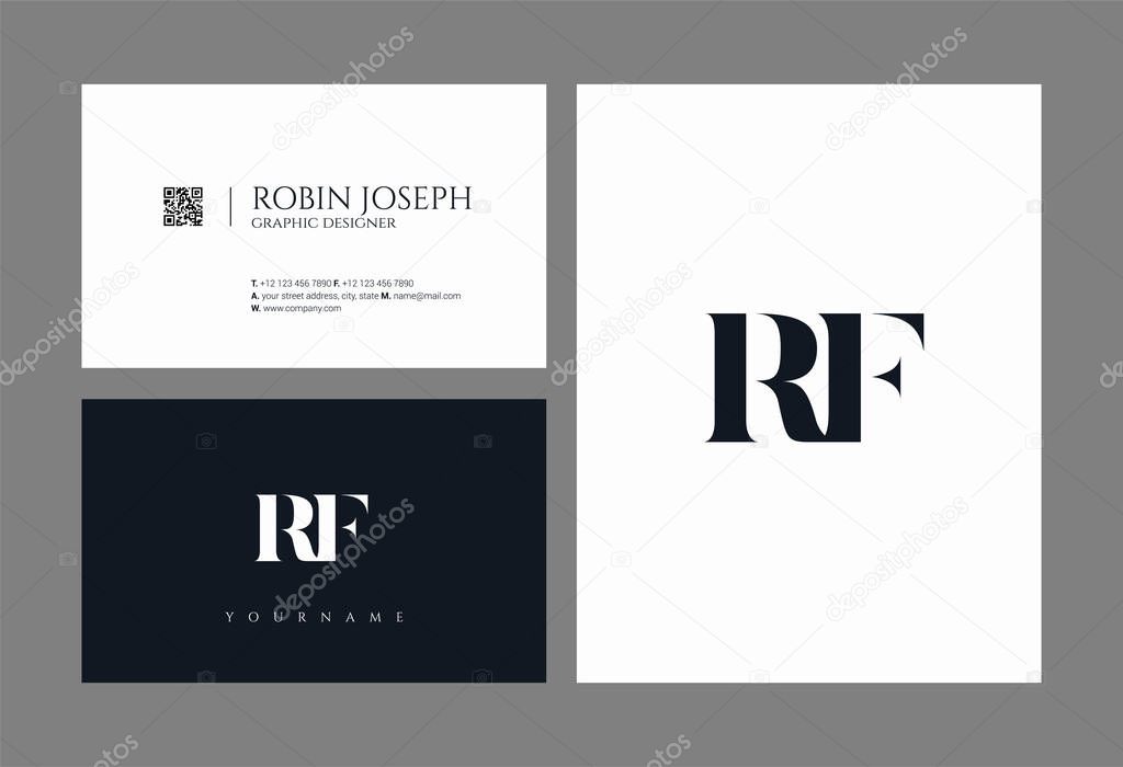 Letters logo Rf, template for business card